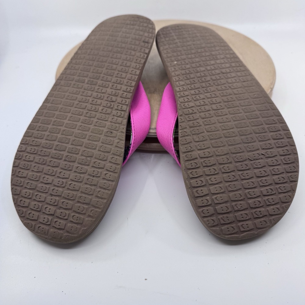 Sanuk Yoga Mat Flip Flops Womens 9 Bright Pink Comfort Beach Casual Sandals - Picture 8 of 12